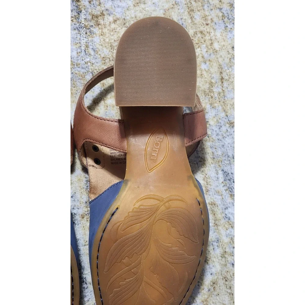 $135 Born Women's Blue Swinton Leather Slingback Sandals -  Size 9M